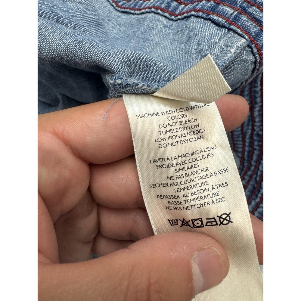 Anthropologie Pilcro Tiered Denim Maxi Dress Women's 2 Blue Sundress Western - Picture 13 of 14